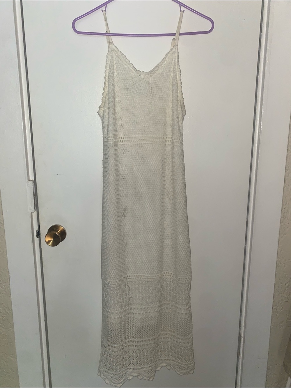 Sleeveless Cream White Crochet Maxi Dress Small